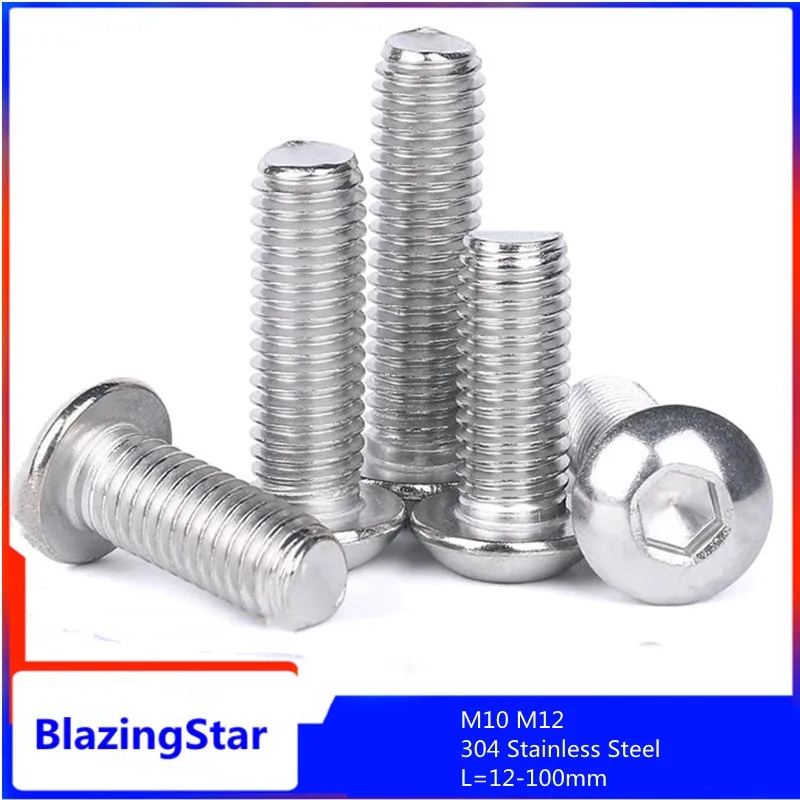 

2/5PCS M10 M12 304 Stainless Steel Hexagon Head With Hexagon Head Bolt Inner Hexagon Screw L = 12-100mm