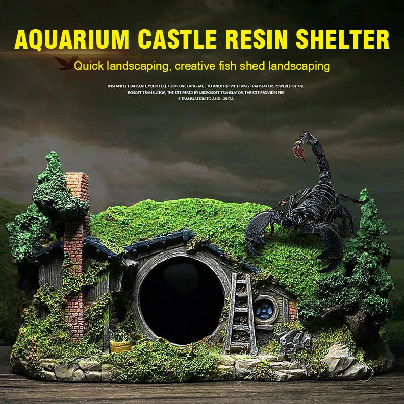 Resin Hobbit House Aquarium Rockery Ornament Fish Tank Landscaping Castle
