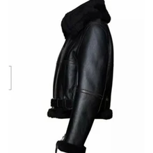 Wepbel Leather and Fur Pu Machine Car Slim Leather Jacket PU Fur Jackets Women Lapel Belt Zipper Outwear Winter Keep Warm