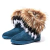 Botas de cuero de mujer damas invierno cálido botines de Mujer Zapatos de nieve estilo redondo dedo del pie resbalón en mujer rebaño bota de nieve zapatos de las señoras ► Foto 2/6