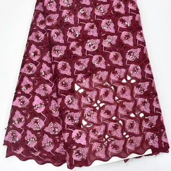 

unique handcut french net fabric High quality African Swiss Organza lace fabric with sequins shiny Nigerian wedding wear Ki004