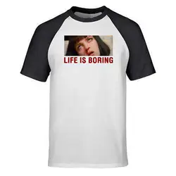 Leon футболка Для мужчин жизнь скучна Классическая футболка с надписью летняя хлопковая Футболка короткий рукав с рисунком с черно-белой