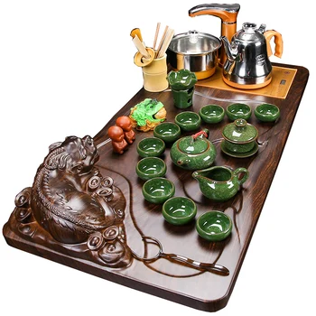

Fully Automatic Kungfu Tea Set, Simple Household Ceremony, Solid Wood Tray, Sea, Four In One