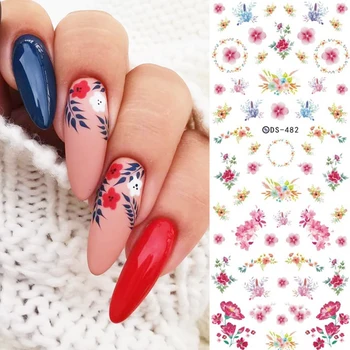 

19 Colors Flower Series 3D Nail Art Sticker Nail Wraps Summer Transfer Beautiful Decals Decoration Nail Art Accessories DIY