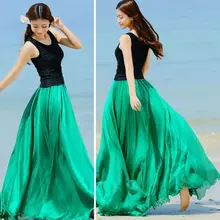 Женская шифоновая длинная рубашка макси в стиле бохо, осенняя Новинка, модный Повседневный Сарафан, юбка, однотонная одежда в стиле ампир