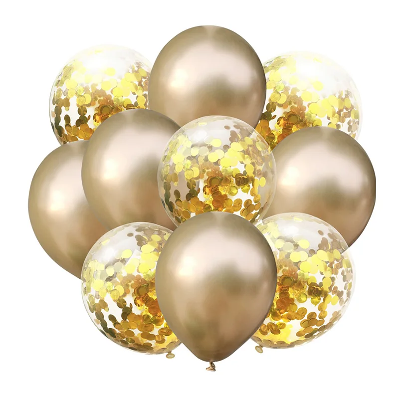 10Pcs Metal Latex Balloons Confetti Balloon Set For Wedding Birthday Party Balloon Decoration Baby Shower Helium Balloons
