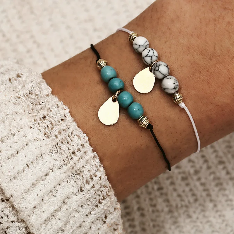 2 шт./лот голубой и белый бисер веревочный браслет для йоги лечебный баланс камни