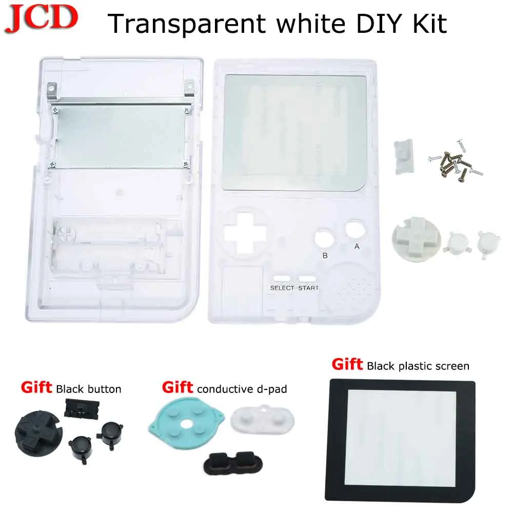 Transparent white JCD Прозрачный Цветной корпус Оболочка Чехол Замена для Gameboy карман для GBP корпус с резиновой кнопки-подкладки - Цвет: Transparent white