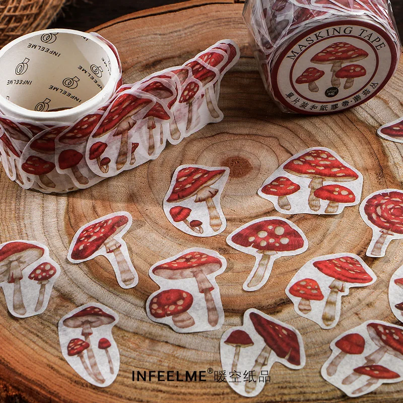 100 Pcs/roll Flower Petal Mushroom Washi Tape Masking Decorative Decals Diy Stickers For Scrapbooking Journal | Канцтовары для