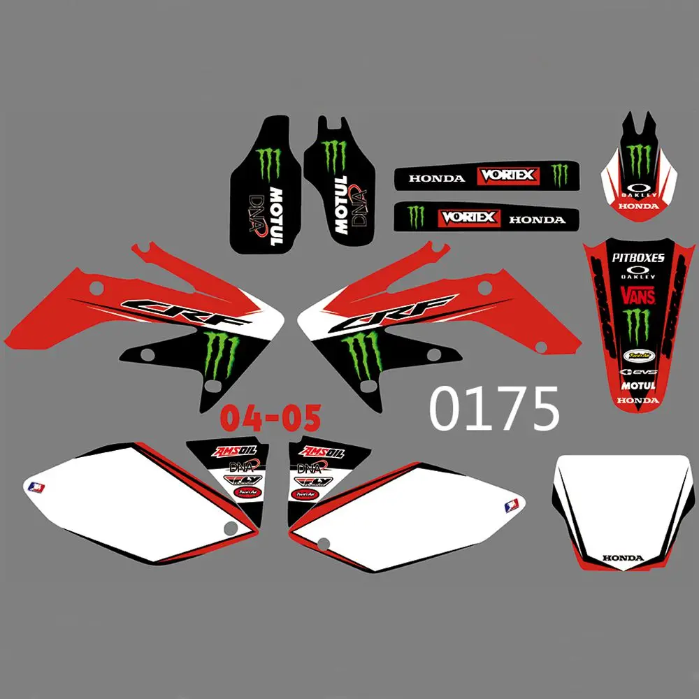 

New Full Graphics Decals Stickers Custom Number Name Glossy Bright Stickers Waterproof for HONDA CRF250 CRF250R 2004 2005