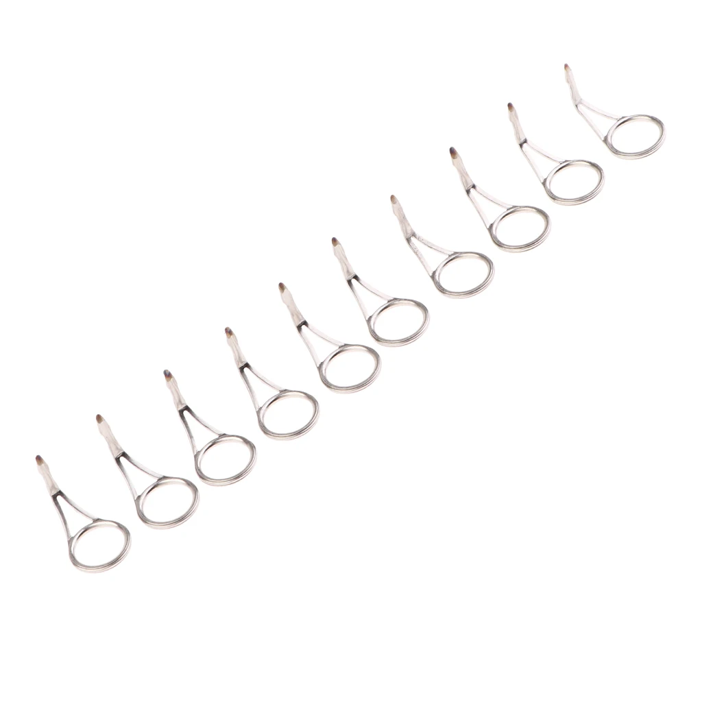 10 Pcs/Lot Fishing Rod Guides Eye Rings Stainless Steel Pole Repair Kit Replacement Tip Tops Replacement Tackles for Fisherman