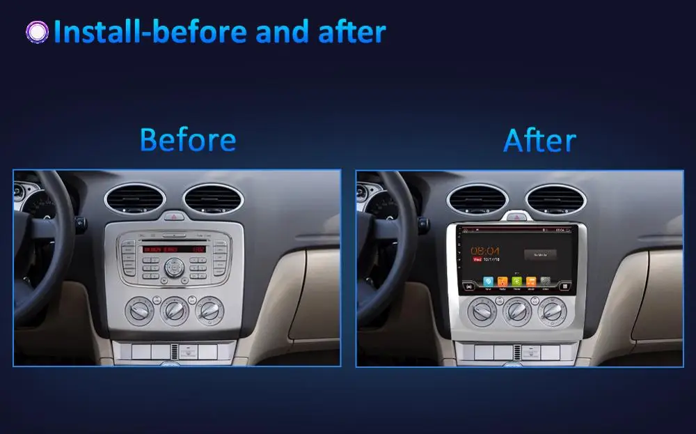 Discount 4G RAM For Ford For Focus 2004-2011 Android 9.0 Double DIN 9Inch GPS Navigation Octa-core Car Radio HDMI Port AMP 7851 SWC BT 5