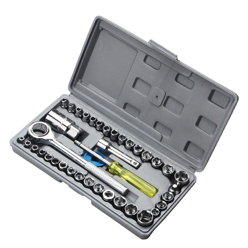 

40pcs/set 1/4" & 3/8" Combination Socket Wrench Set Manual Combination Maintenance Tool Set for Sleeve Spanner Set Hand Tools