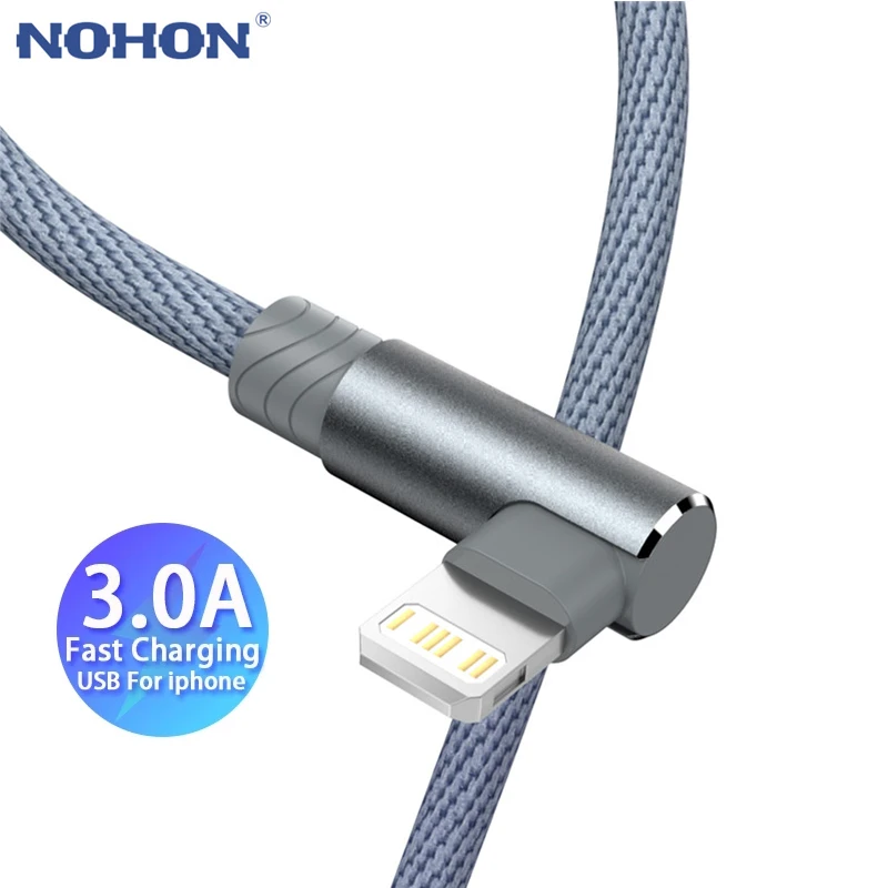 2 м 3 90 градусов USB-кабель для зарядного устройства iPhone 12 11 Xs Max Xr X 8 7 6 6S Plus 5 5S iPad