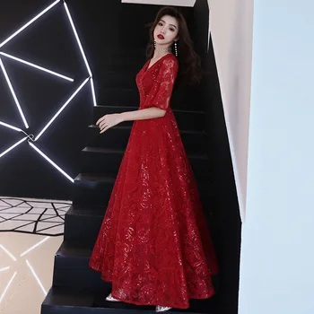 

Vestido De Formatura Bride New Wine In Autumn And Winter 2020 Engagement Back Door Wedding Dress Evening Female Long Sleeve