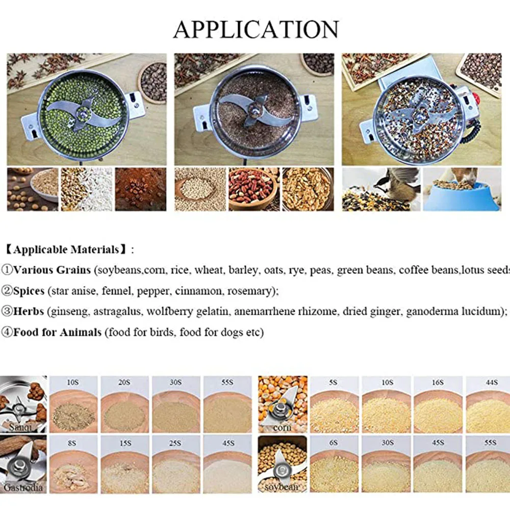 800G Herb Grinder Coffee Machine Grain Spices Mill Medicine Wheat Mixer Dry Food Grinder Big Capacity Stainless Steel 5