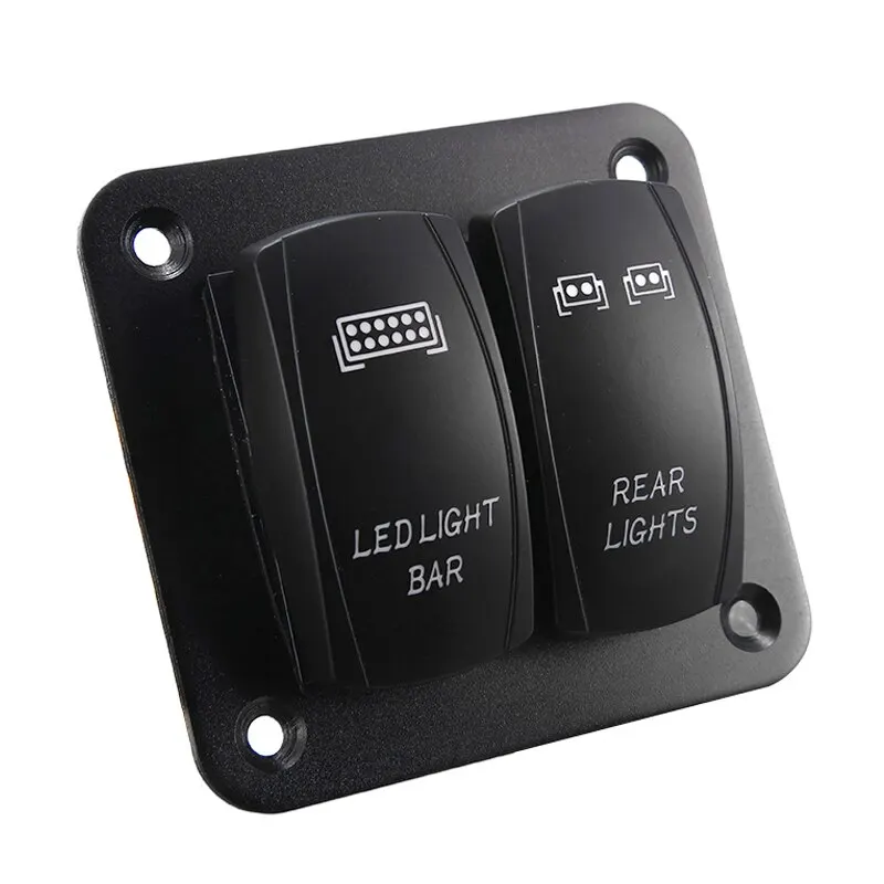 1pc Universal Blue Rocker Switch Panel LED Light Bar & Rear Light 12V 24V 5 Pin ON/Off Toggle Switch Control Panel with LED