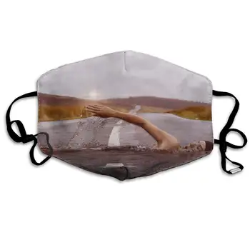 

Unisex Print Mouth Mask - Man Swimming On Road Polyester Anti-dust Mouth-Muffle - Fashion Washed Reusable Face Masks for Outdoor