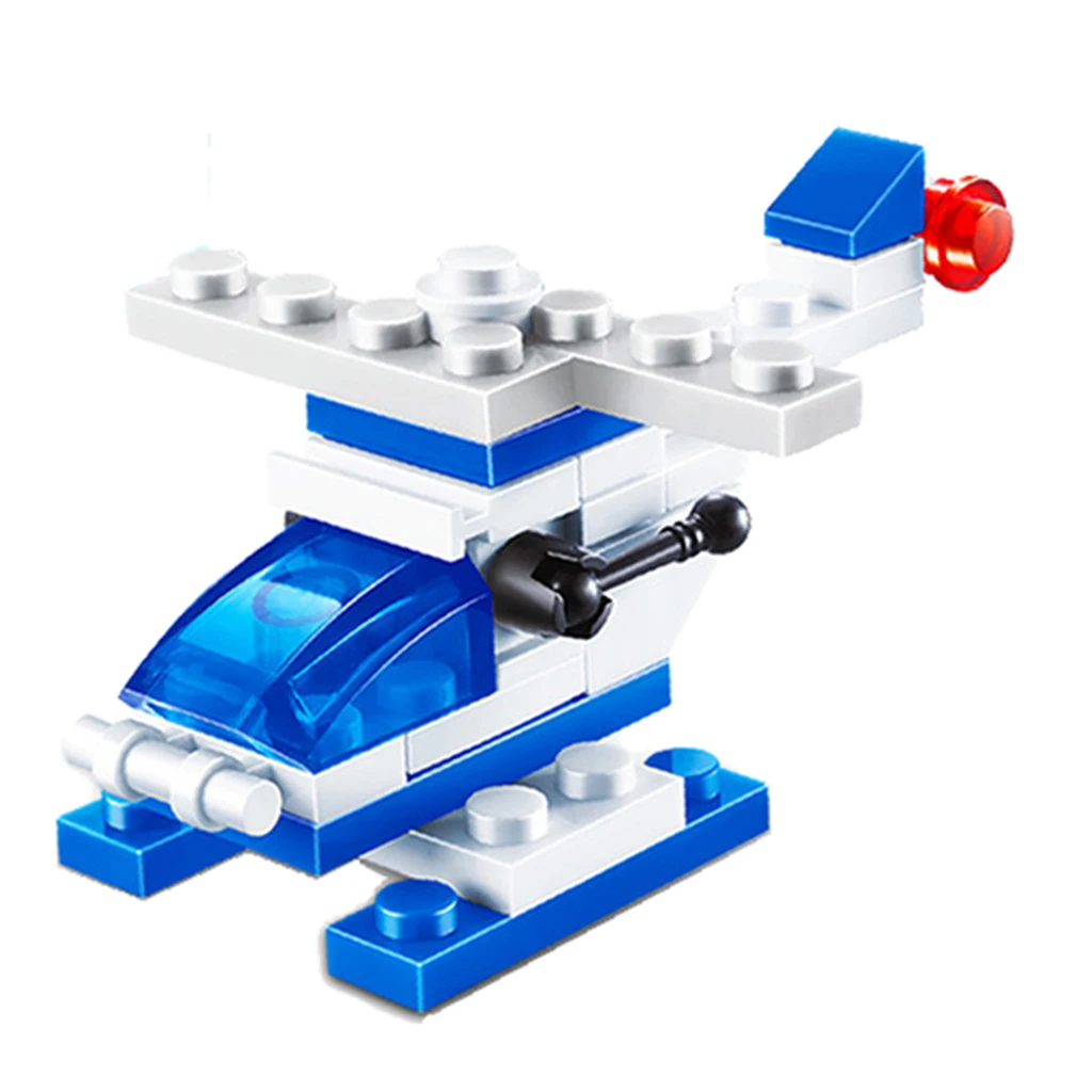 Plastic Mini DIY Building Blocks Car Fire Engine Model For Kids Toys Blue