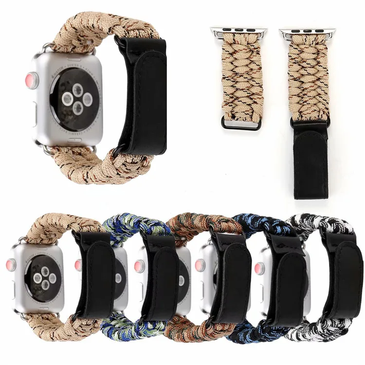 

Nylon Rope strap for iwatch band 38mm 40mm Paracord Survival Bracelet for Apple Watch Bands 42mm 44mm Series 4 3 2 1