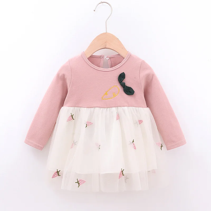 Keelorn/платье для малышей; Новинка года; весенние платья для маленьких девочек; хлопковая детская одежда; детская одежда с цветочной вышивкой; платье принцессы - Цвет: AH061 pink