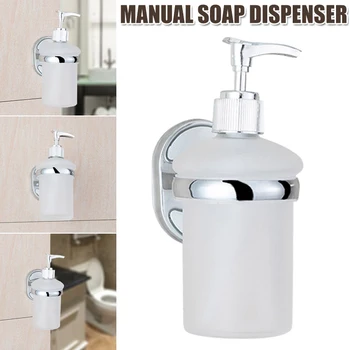 

Wall Stainless Steel Soap Dispenser Bathroom Liquid Hand Soap Holder with Glass Bottle for Countertop Kitchen Sink XH8Z
