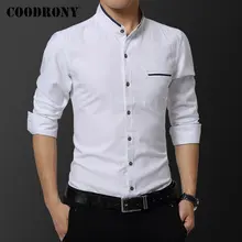 COODRONY Брендовые мужские рубашки с длинным рукавом, мягкая хлопковая рубашка, Мужская модная рубашка с воротником-стойкой, деловые повседневные рубашки, Camisa Masculina 96103