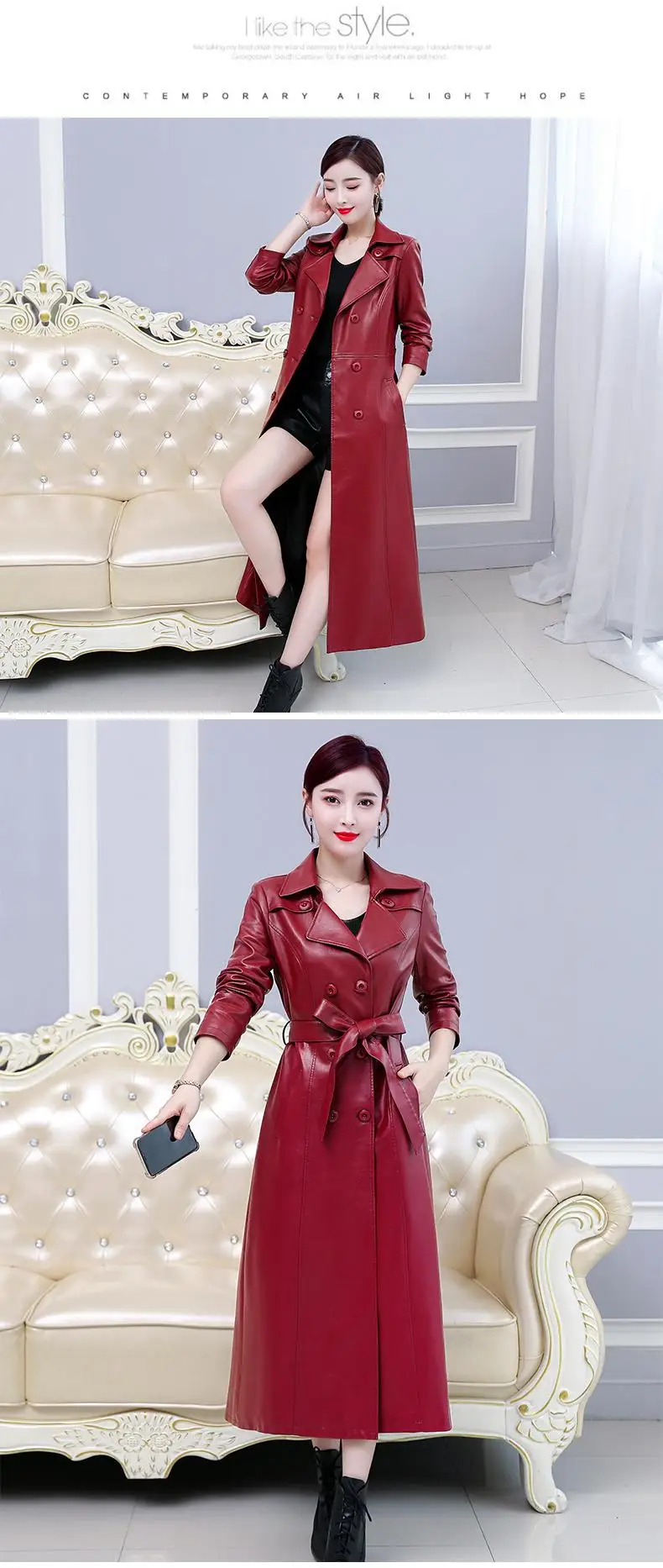 Large Size 6XL Women Autumn Winter X-Long Faux Leather Coat Female Slim Casual Plus Velvet Double Breasted Jacket Outerwear T101