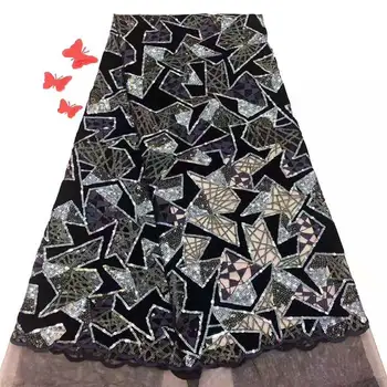 

Free shipping african cord lace guipure lace fabric quality water soluble sequins lace fabric for sewing lace dress