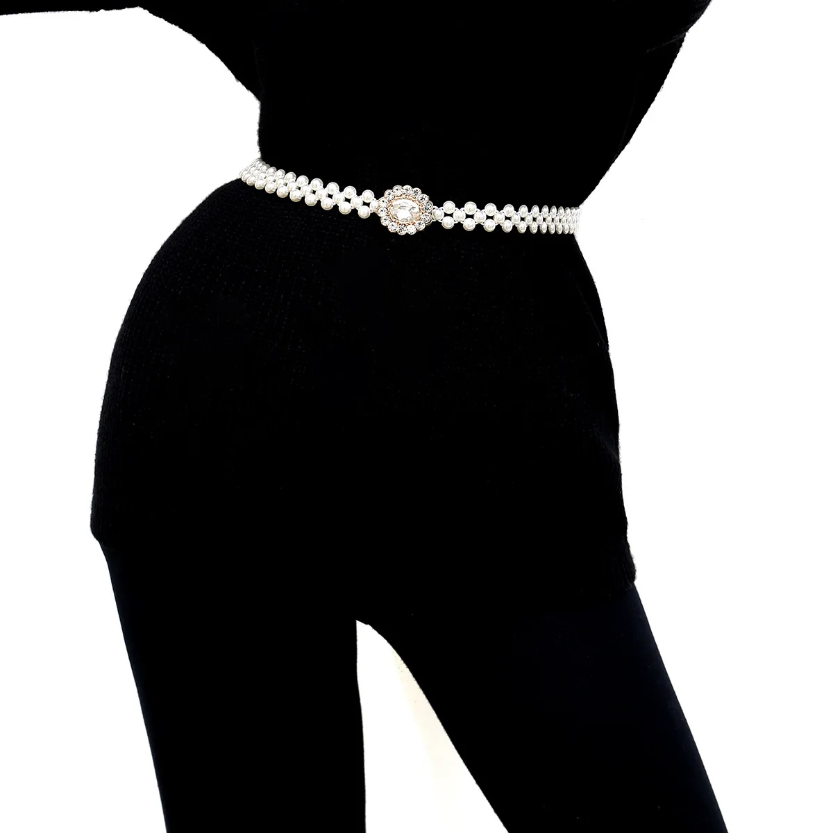 

Europe And America Accessories Simple Sweet Micro Pave Beaded Bracelet Chain Belt Elasticity Imitation Pearl Elegant Versatile B