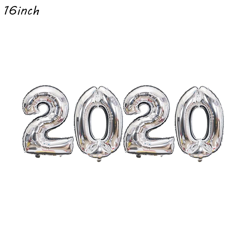 silver 2020balloon Счастливый год украшения Фольга Happy год шар черный баннер Photo Booth рамки реквизит веселого Рождества декор с утолщённой меховой опушкой - Color: silver 2020balloon