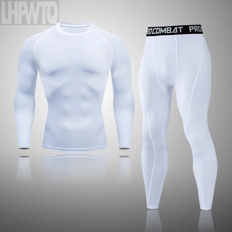 

Winter Men's Thermal Underwear Long Sleeve Fitness Tights Sportswear Compression Elastic Track and Field Running Wear Men's New