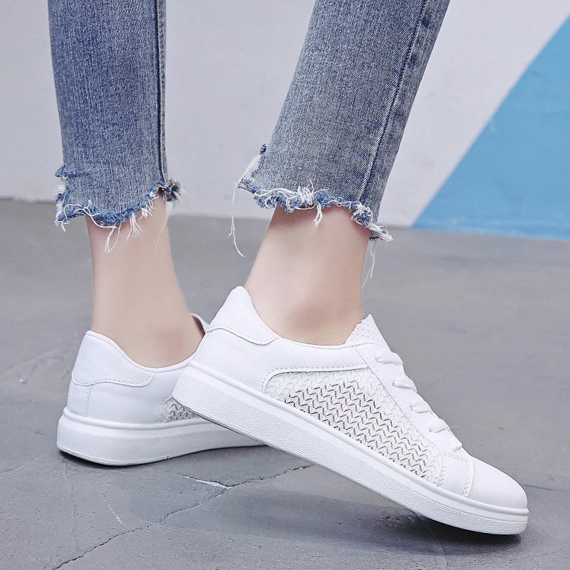 Sneakers Women Breathable Mesh Summer Autumn Women Causal Shoes Fashion White Leather Flat Walking Female Vulcanize Shoes VT1247 (5)