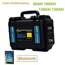 12v 80ah 100ah 120ah 150ah LiFePO4 Battery with Bluetooth BMS 12.8v lifepo4 lithium battery pack with 10A Charger for boat motor