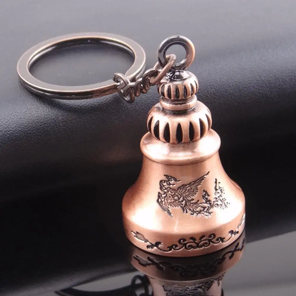 1Pcs 9.8cm x 2.9cm Antique Dragon Phoenix Bell Pendant Keychain Key Holder Ring Bag Ornaments Gift Chain Car Keyrings | Дом и сад