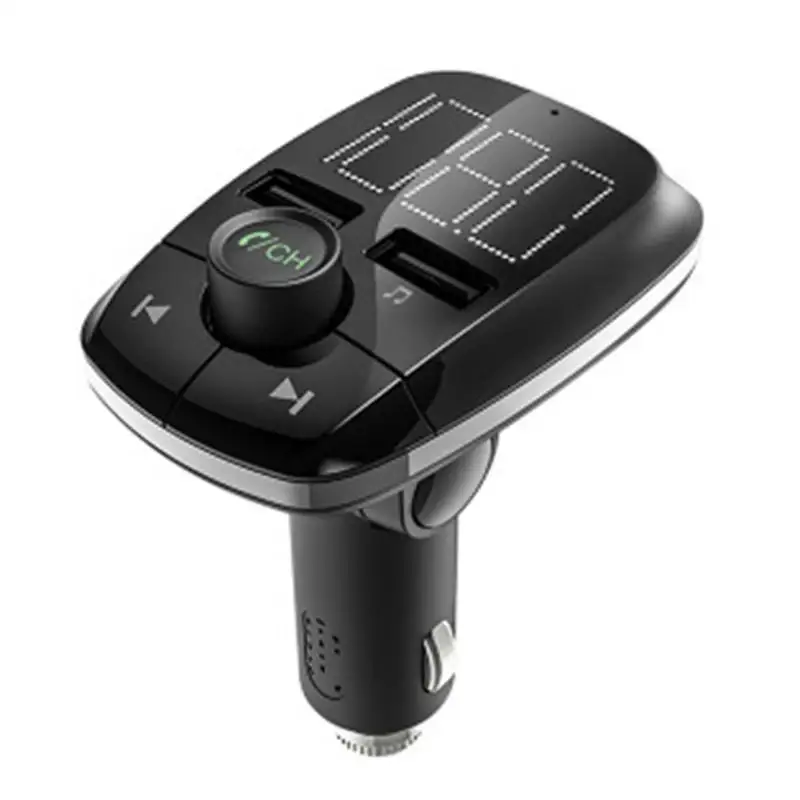 T50 Dual USB Bluetooth 2.4A автомобильное зарядное устройство для устройства Handsfree MP3-плеер fm-передатчик Поддержка TF карты памяти или U диск для воспроизведения музыки - Название цвета: Черный