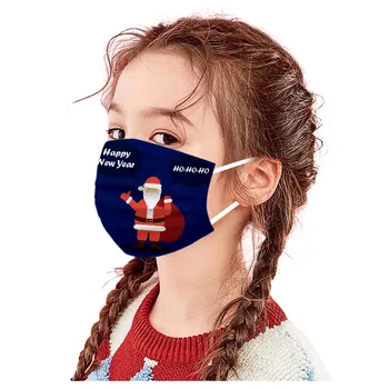 

30pcs Santa Claus print Masks Three-Layer Disposable Protective Mouth Cover Non-woven Breathable child Mask Ear hook masque
