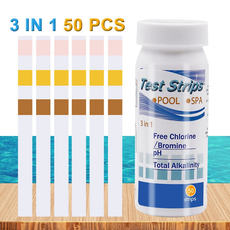 50/100Pcs Multipurpose 3/4/5/6/7 In 1 Swimming Pool PH Test Paper Chlorine/PH/Bromine Test Strips Swimming Pool Water Tester 2