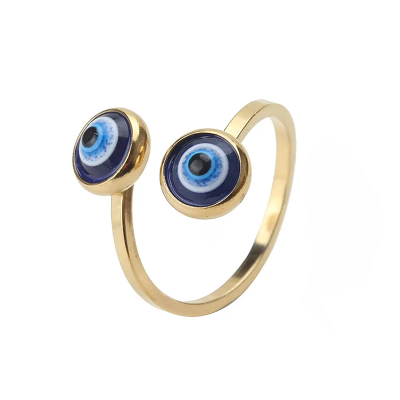 

Fashion Turkish Evil Eye Rings Women Girls Adjustable Gold Color Opening Ring Simple Best Friends Couple Jewelry