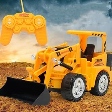 5-Way Remote Control Engineering Vehicle Rechargeable Lighting Simulation Bulldozer Model Plastic Electric Car Children's Toys