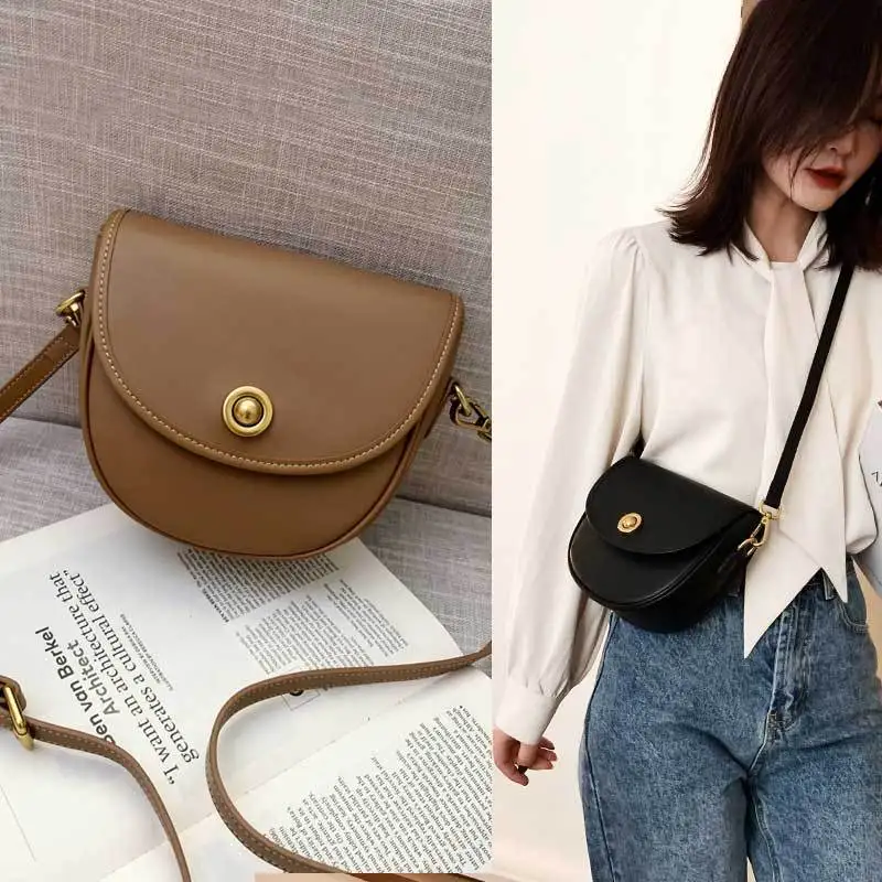 

New Style Semi-Circular Saddle Bag Mini Genuine Leather Small Bag Women's Crossbody Bag Simple Versatile INS Super Fire Fashion