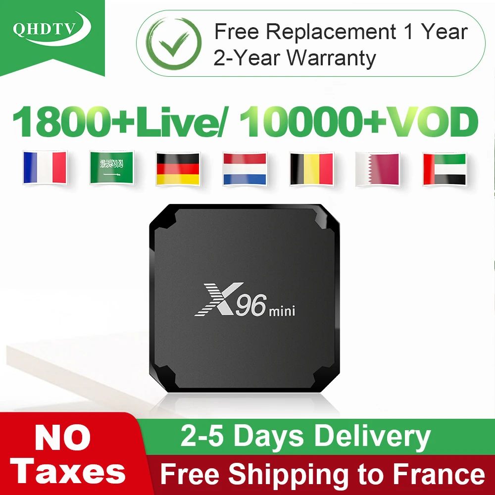 

X96 Mini IPTV France Arabic Box Android 7.1 2G 16GB Amlogic S905W Quad Core QHDTV 1 year Subscription France Arabic Algeria IPTV