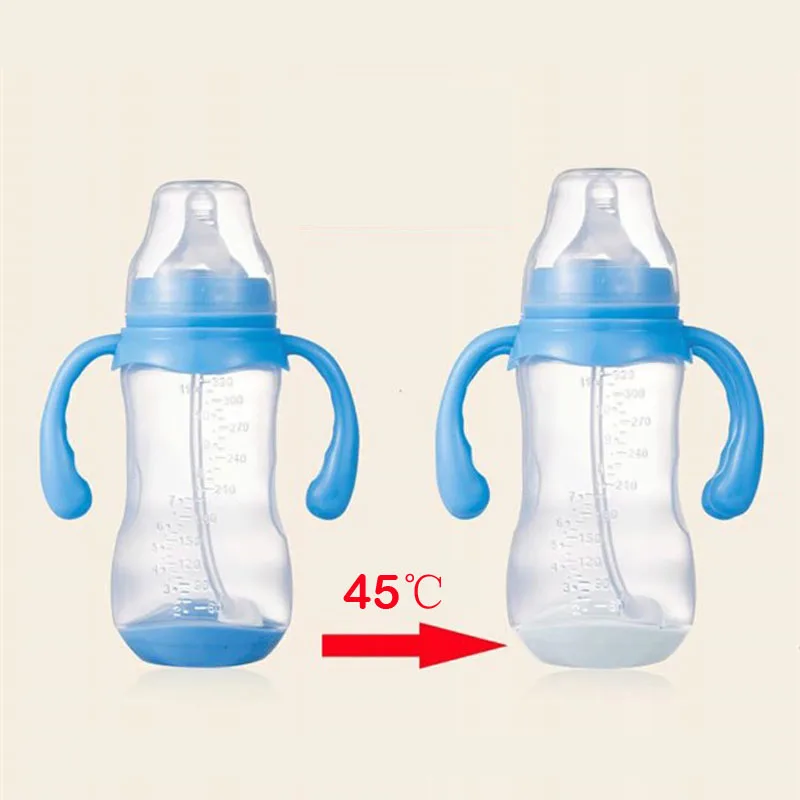 Детская бутылка для изменения цвета PP BPA свободная бутылка для комления молоком с противоскользящей ручкой и крышкой чашки бутылка для воды 180/240/320 мл