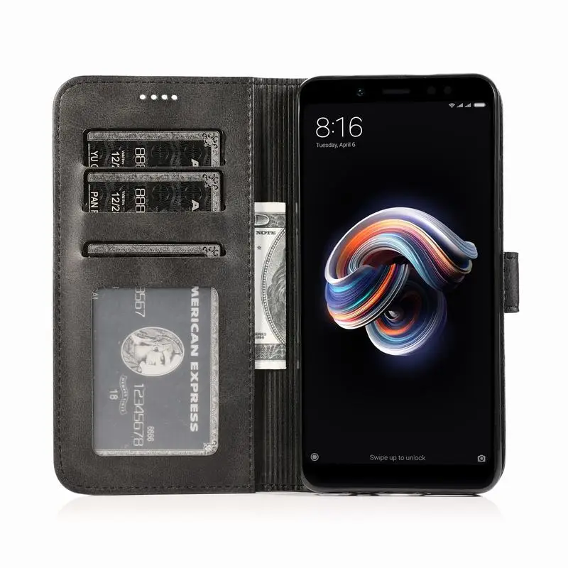 Кожаный чехол-бумажник с откидной крышкой для Xiaomi Redmi Note 5 Pro, чехол на xiomi Red Mi Note5, глобальная версия, простые Чехлы для мобильных телефонов
