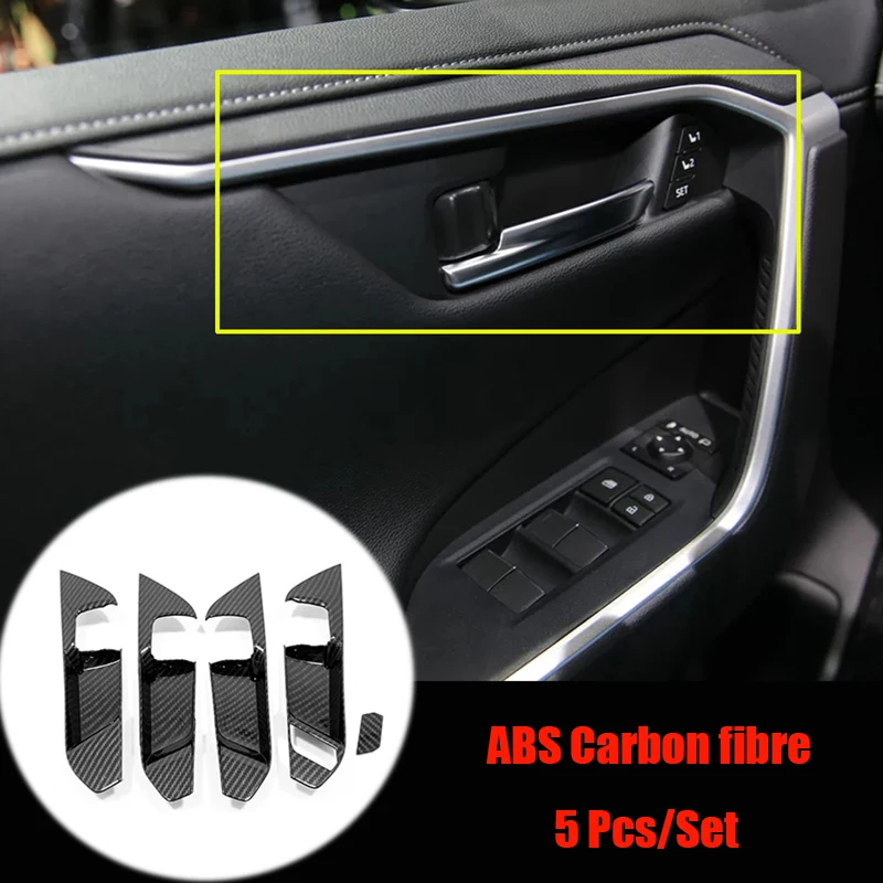

ABS Carbon Fibre For Toyota RAV4 2019 2020 Car Accessories Inner Door Bowl Protector Frame Cover Trim Car Sticker Styling