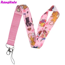 Ransitute держатель для карт Sakura lanyard key ID Card ремень для мобильного телефона USB держатель для бейджа DIY lanyard rope R585