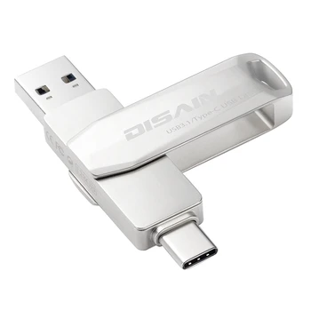 

DISAIN 124G U6L Dual-Purpose U Disk, for Computer/Mobile Phone Portable Rotating USB 3.1/Type-C High-Speed Dual Flash Drive