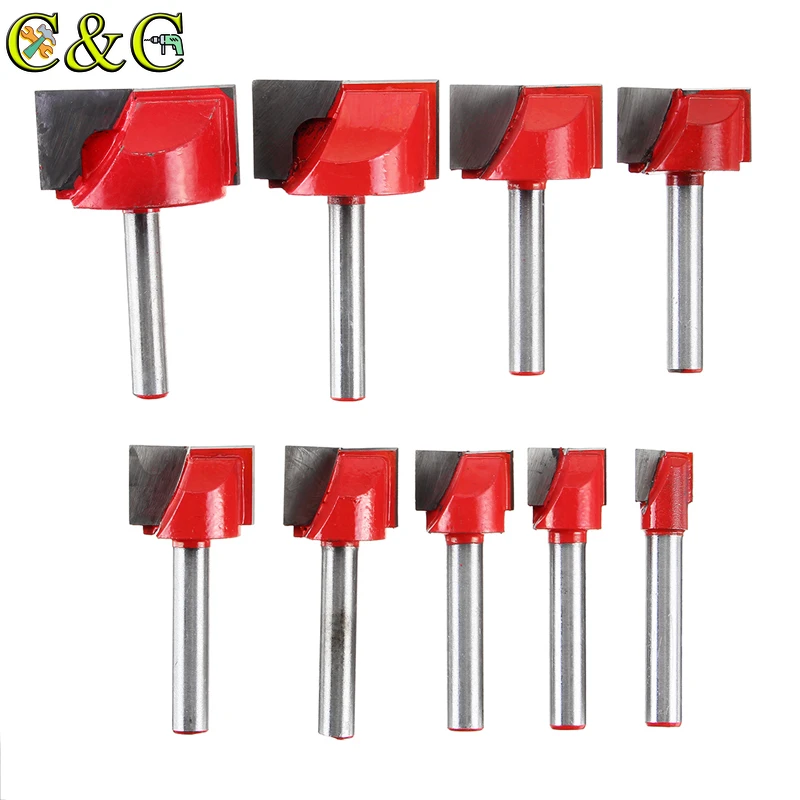 

6mm Surface Planing Bottom Cleaning Wood Milling CNC Cutter Engraving Knife Shank Router Bit Woodworking Tools 10-32mm