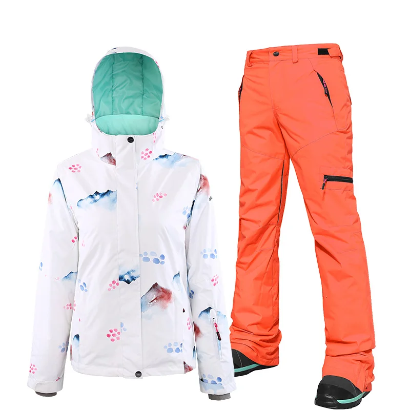 Ski Suit Women Snowboard Suit Female Winter Suit Skiing Sport Suit Snowboard Snow Suit Ski Jacket Women Snow pants Snowsuit - Цвет: color 2 set