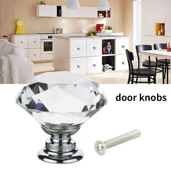 

1PC 30MM Crystal Door Handle Retro Black Base Crystal Glass Knob Cabinet Drawer Pull Kitchen Cabinet Door Wardrobe Handle